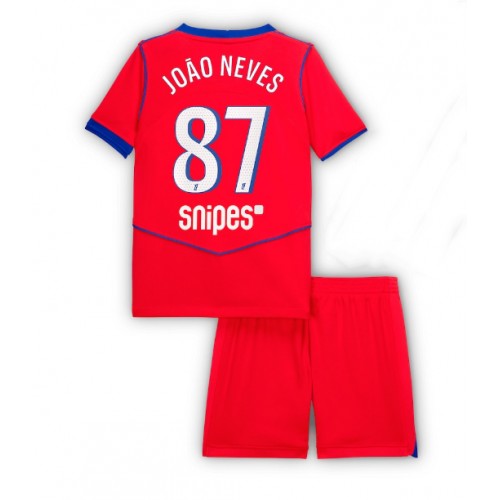 Stroje piłkarskie Paris Saint-Germain Joao Neves #87 Koszulka Trzeciej dla dzieci 2025-26 Krótki Rękaw (+ szorty)